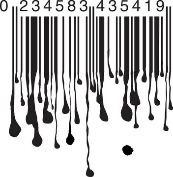 Melting Barcode with Dripping Paint and Numbers Stock Illustration