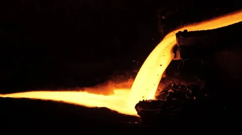 Melting basalt for rock-wool production Stock Footage 61773528