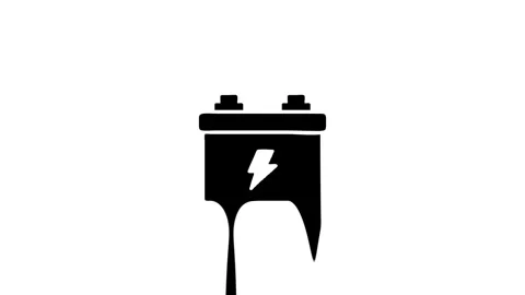 Melting battery icon animation on white background Stock Footage 327761727