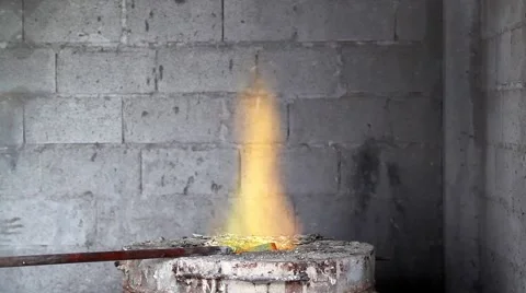 Melting bronze in foundry Stock Footage 46603763