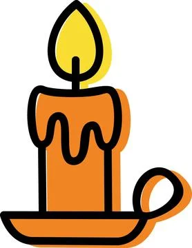Melting burning candle with bright flame Stock Illustration