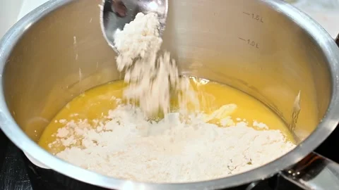 Melting butter and adding flour Stock Footage 219879215