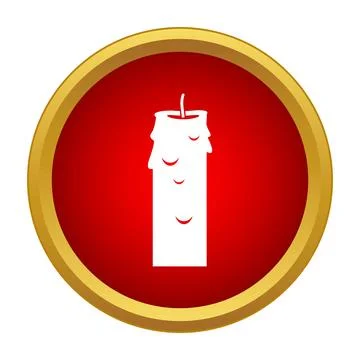 Melting candle icon on a red button Stock Illustration