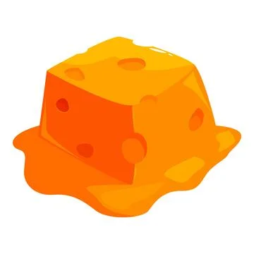 Melting cheese cube forming a puddle of cheese Stock Illustration