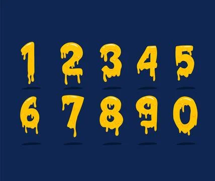 Melting cheese number typography set 1 to 10 illustration vector element Stock-Illustration