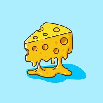 Melting Cheese Slice Cartoon Vector Illustration Stock Illustration