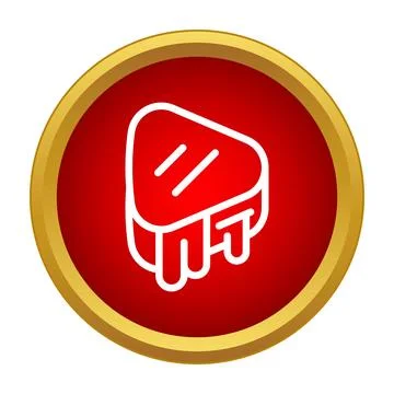Melting cheese triangle icon in rounded red button Stockillustratie