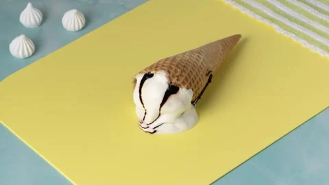 Melting chocolate ice cream. Stop motion animation Stock Footage 335411190