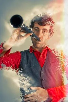Melting Clarinet Man Stock Illustration