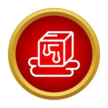 Melting cube dripping liquid icon in red circle Stock Illustration
