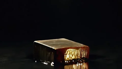 Melting Cube with Steam on Black Background Video stock 287222465