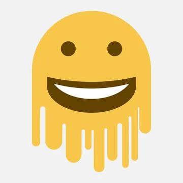 Melting emoji vector icon on white background. Stock Illustration