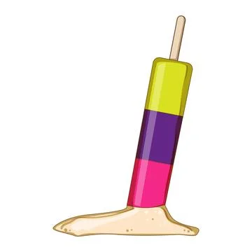 Melting flavored ice pop falling on ground Stock Illustration