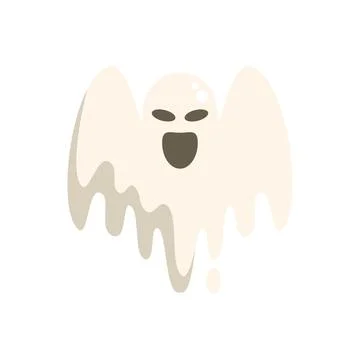 Melting ghost is flying and smiling for halloween party decoration Stock Illustration