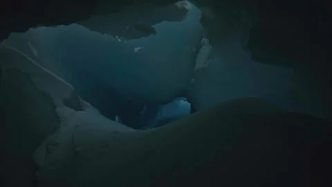 Melting glacier ice washed by ocean waves aerial view. Glacial pattern, ice Stock Footage 322519655