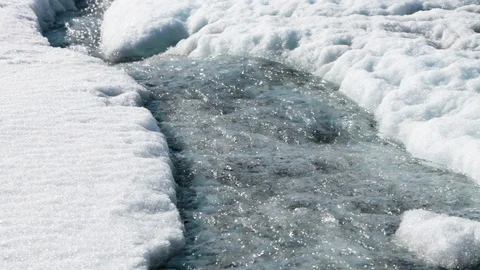 Melting Glacier small river close still. Climate Change Greenland Ice Sheet 库存影片 109135646