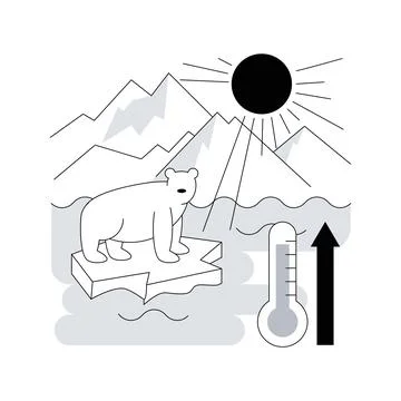 Melting glaciers abstract concept vector illustration. Illustrazione stock