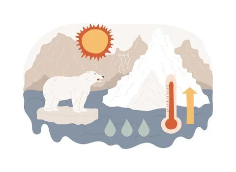 Melting glaciers isolated concept vector illustration. イラスト素材