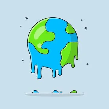 Melting Globe Vector Illustration. Global Warming Concept Design Stock Illustration