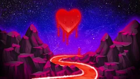 Melting Heart Over River Loop Stock Footage 309840153
