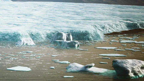 Melting ice and rocks on a beach during day time Stock Footage 340025375