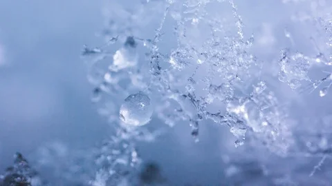 Melting ice and snow crystals, macro, close-up Stock Footage