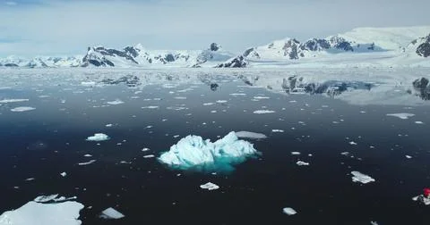 Melting ice from big glacier float Antarctic ocean Stock Photos