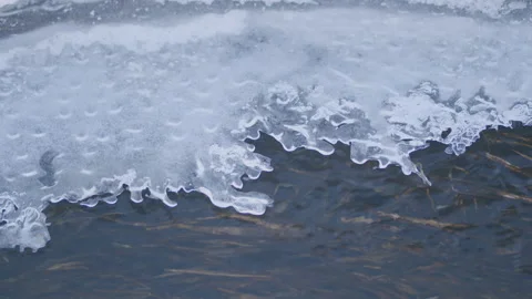 Melting ice on a cold river in early spring season. Stock Footage 172432881