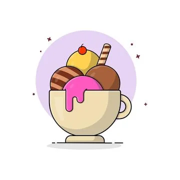 Melting Ice Cream on Cup Vector Illustration. Food Object Concept Design Stock Illustration