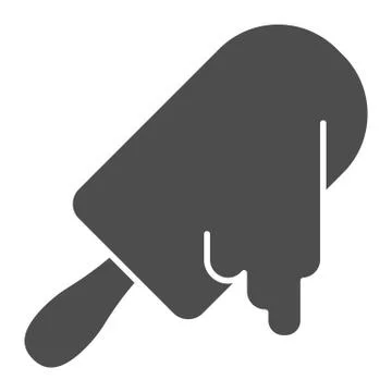 Melting ice cream solid icon. Ice cream on stick vector illustration isolated on 스톡 일러스트