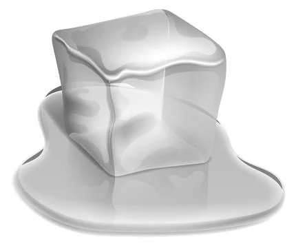 Melting ice cube. Cold pure water crystal Stock Illustration