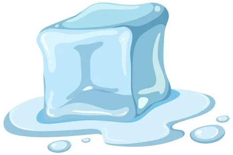 A melting ice cube on white background Stock Illustration