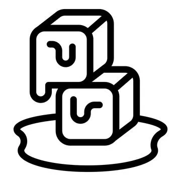 Melting ice cubes creating a puddle of water, refreshing summer symbol Stock Illustration