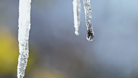 Melting Ice Dripping In Winter  close-up Stock Footage 331493922