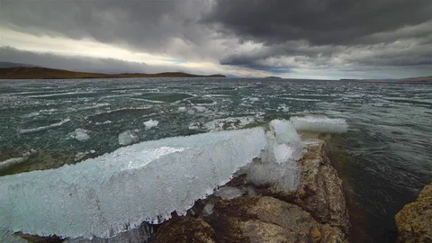 Melting of ice on the lake Stock Footage 81088382