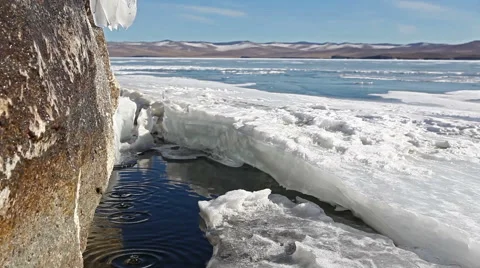 Melting ice on lake. Moving camera Stock Footage 48475566