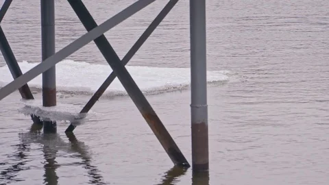 Melting ice on the river in early spring Stock Footage 102438740