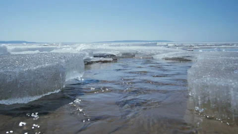 Melting ice river in spring Stock Footage 106625692
