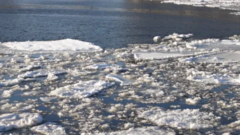 Melting ice on the river in spring Stock Footage 168533092
