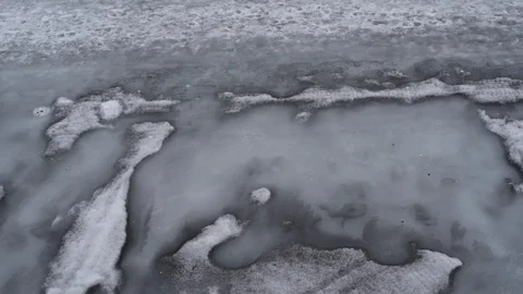Melting ice on the river top view Stock Footage 109416913