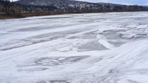 Melting ice on the river top view Stock Footage 109416916