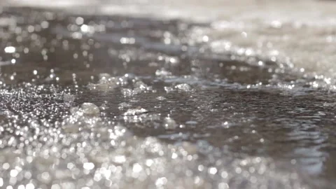 Melting Ice transforms into Water at walking road in Spring. Stock Footage 119152336