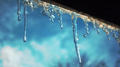 Melting icicle in the spring slow motion 120 fps. Video stock 84394318