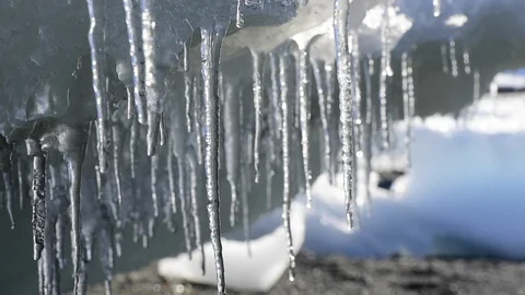 Melting Icicles in Antarctica Stock Footage 90312388