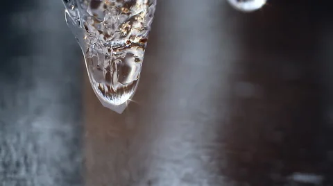 Melting Icicles, close up of drops Video stock 48905655