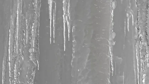 Melting icicles with drops of water Stock Footage 85237448