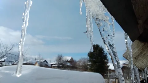 Melting icicles Stock Footage 87185592