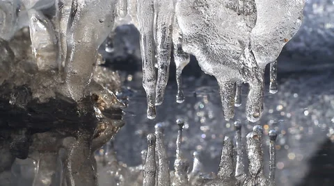 Melting Icicles.reflection Stock Footage 48905080