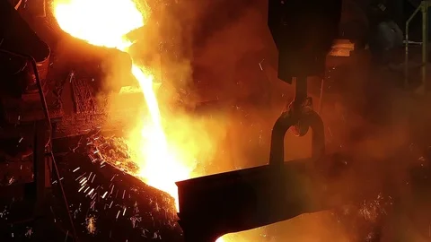 Melting Iron In Foundry Stock Footage 121913832