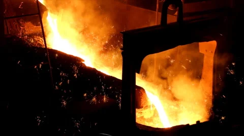 Melting Metal in the Foundry Stock Footage 1038356